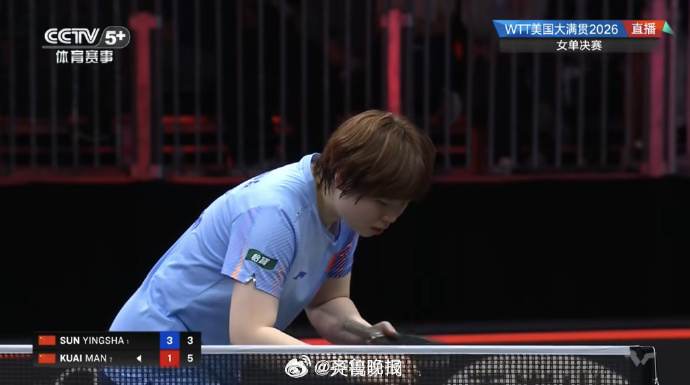 【祝贺！#孙颖莎冠军#】WTT美国大满贯女单决赛，4-3战胜队友蒯曼，获得冠军！