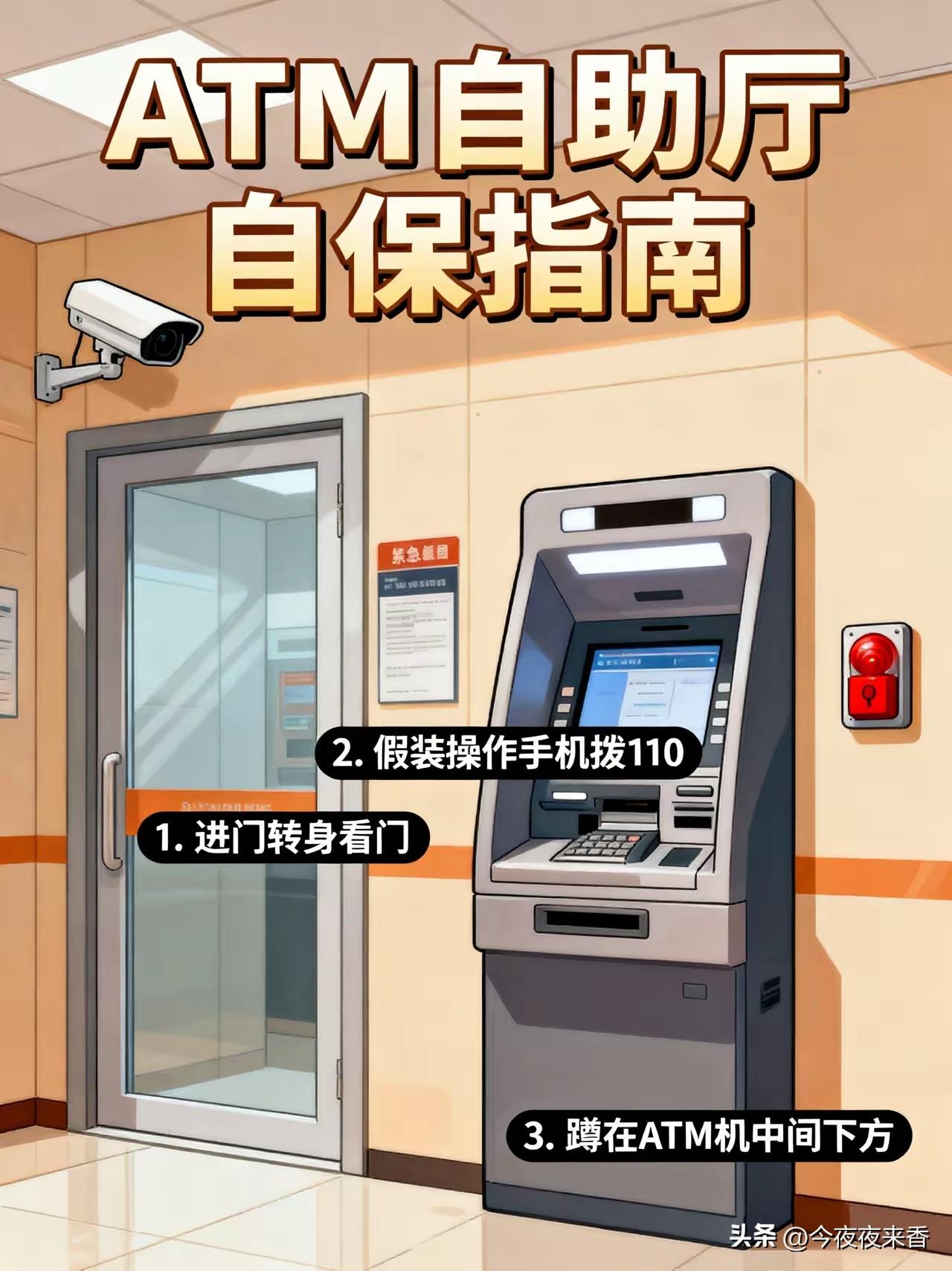 老刑警说：晚上独行遇到坏人，就钻进24小时营业的ATM机的房间
藏在24小时AT