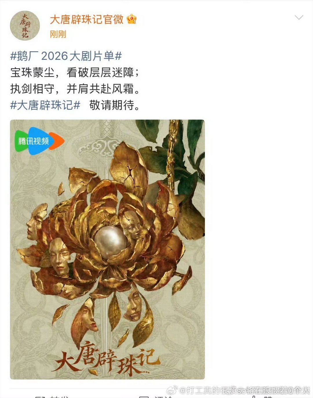不知道哪儿来的花粉很关注大唐辟珠记这种“公路古偶”感觉很难火啊 