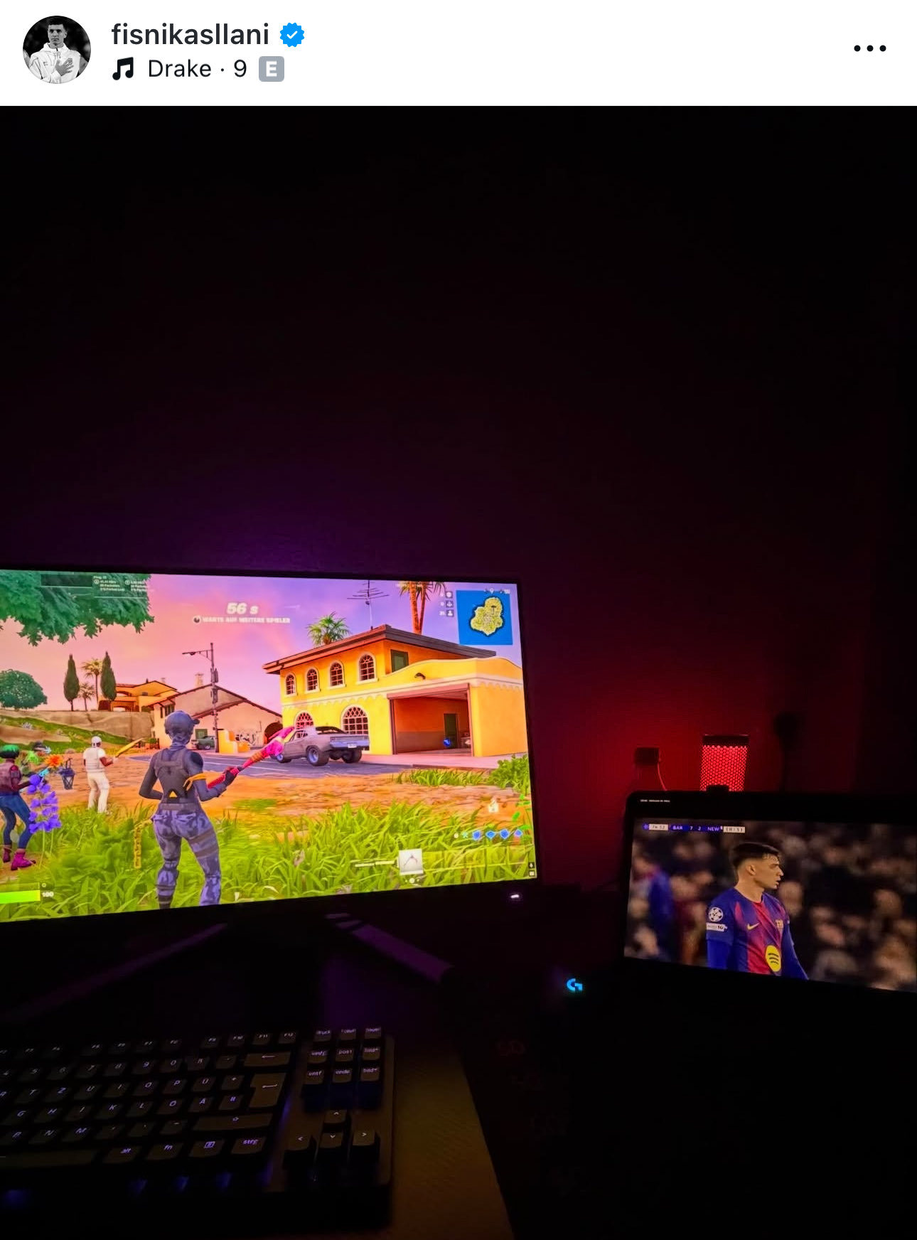 霍芬海姆前锋阿斯拉尼ins更新🆕看着巴萨比赛的帖子👀巴萨至死不渝红蓝魂