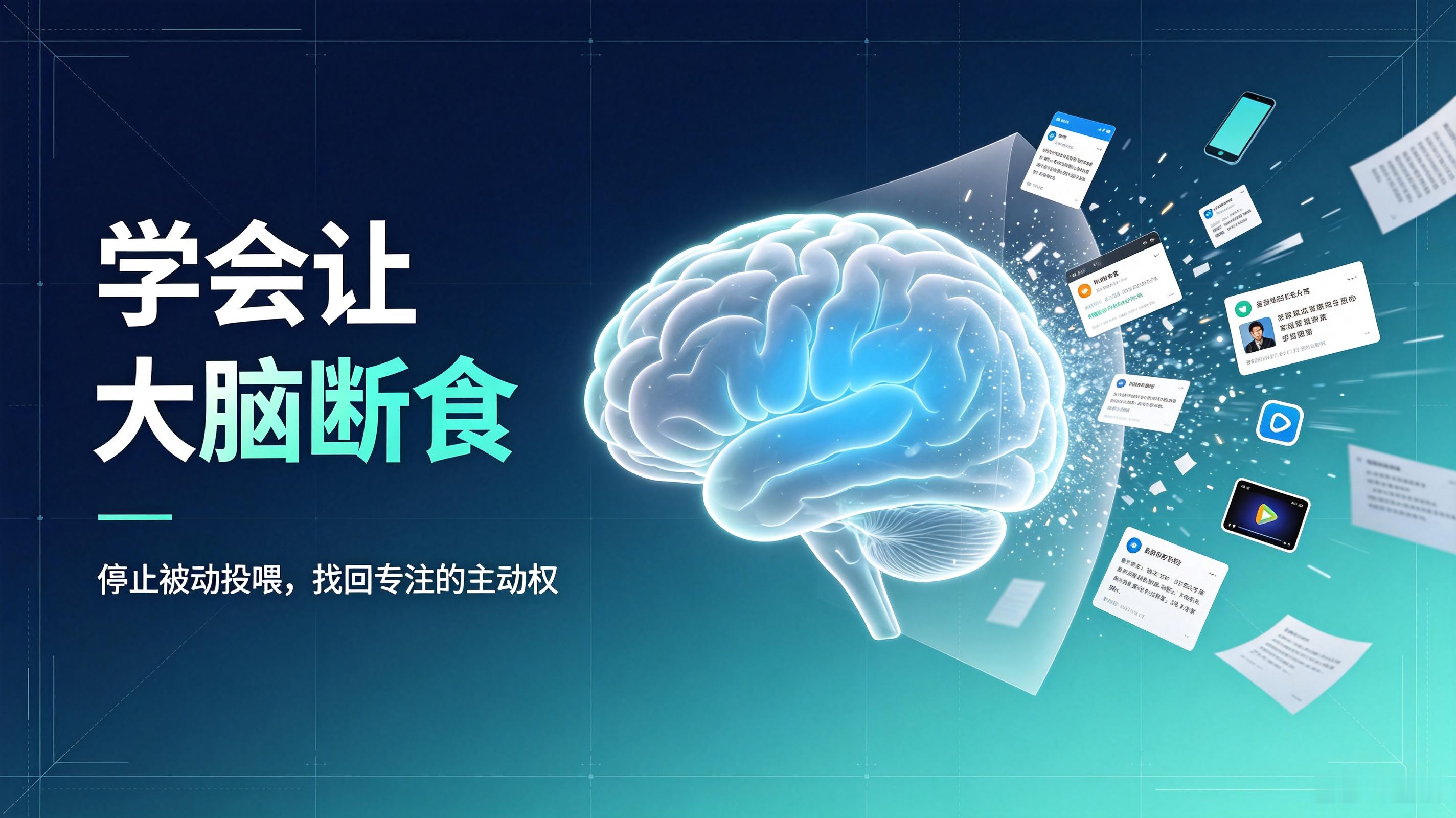 学会让大脑断食很多人习惯不停接收信息，刷短视频、看资讯、回复消息，大脑全天都被各