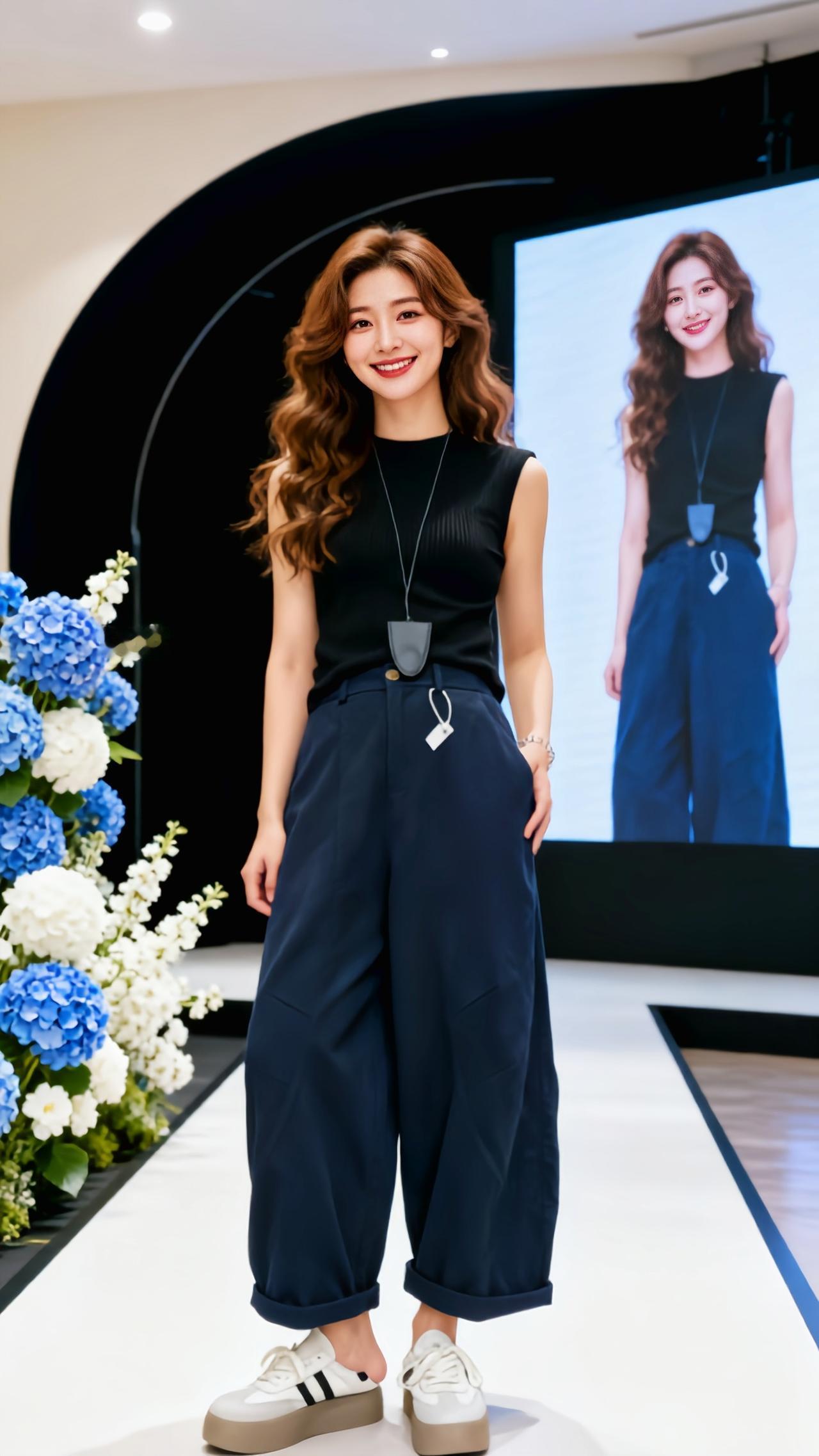 感染力穿搭 超模妈妈 直筒显瘦秀场同款长裤 女孩潮流穿搭 气场全开