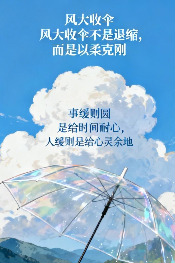风大时收伞，是智慧。人生有风雨，放下执念才能走远。

事缓则圆，人缓则安，是与生