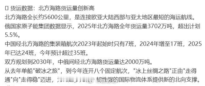 【北极航道】中欧北极集装箱快航（CAX）从"一年一试"跨入"周班运营"。 ​​​