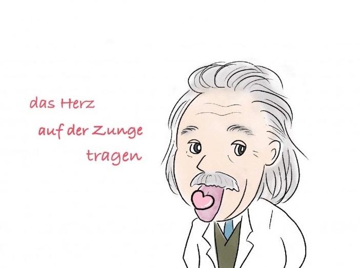 das Herz auf der Zunge tragen是一句德国谚语，形容那