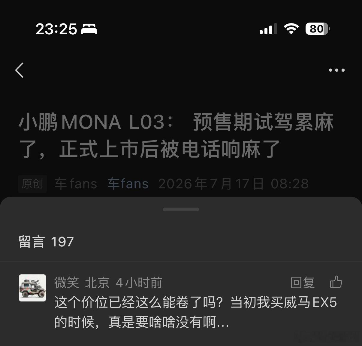 今天小鹏L03文章下面的评论，有点心疼这位车主