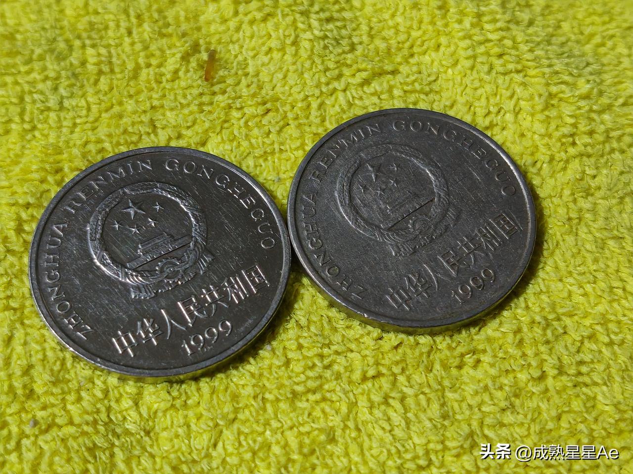 对于硬币收藏来说，1999 年是国家发行硬币种类最多的年份，1 元硬币就有两个版