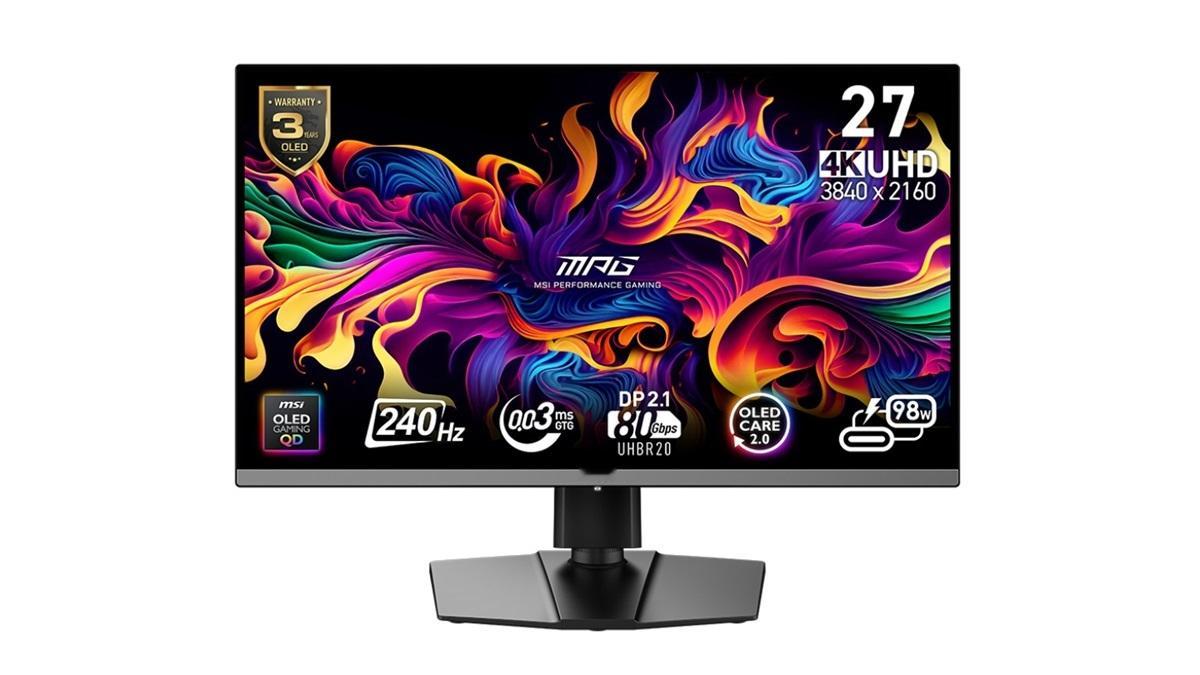 微星MPG 272URX显示器上架4KQD-OLED，满血DP 2.1，6999