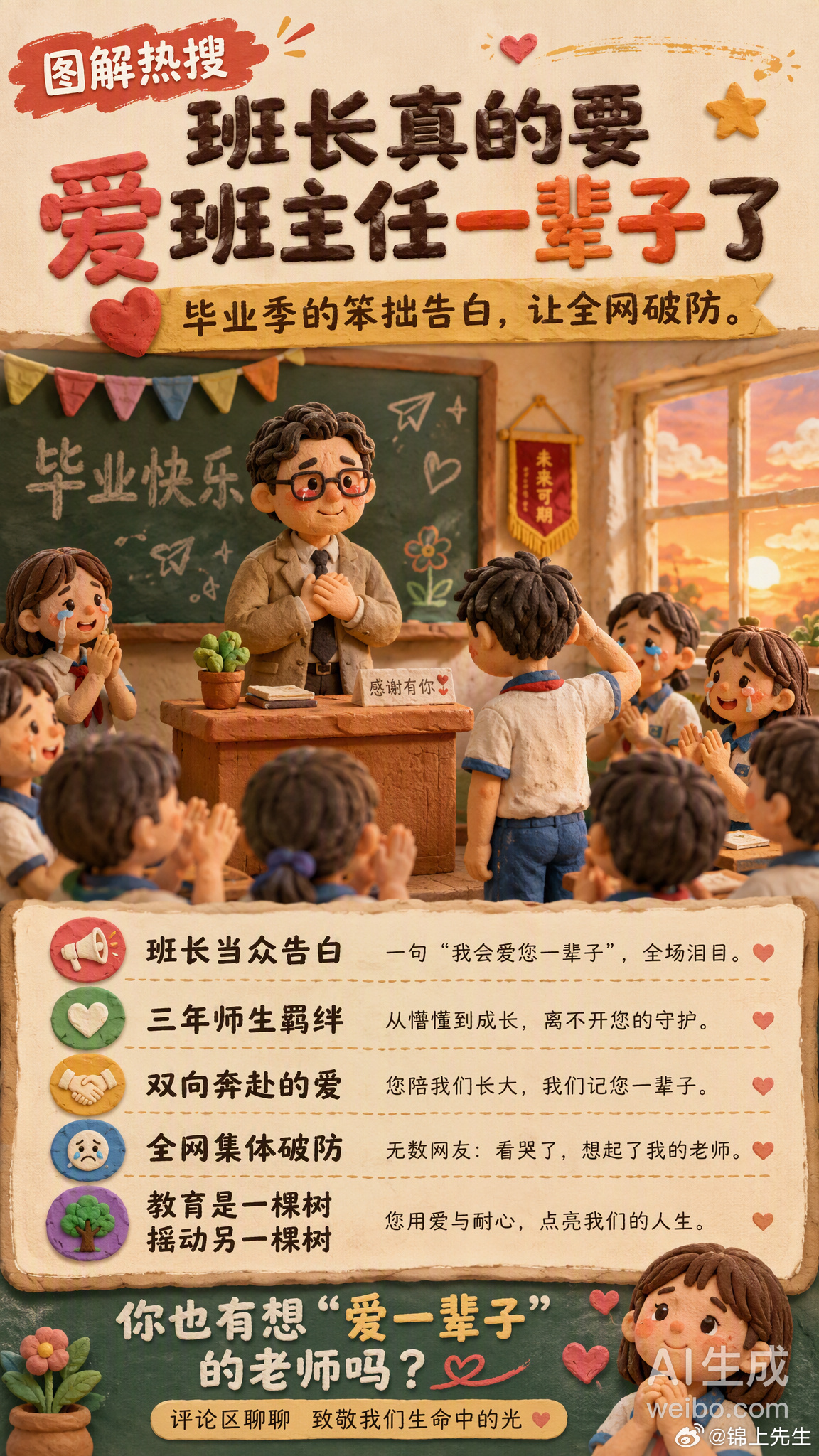 班长真的要爱班主任一辈子了 这个话题真的让人又哭又笑——不是爱情，是那种纯粹的师