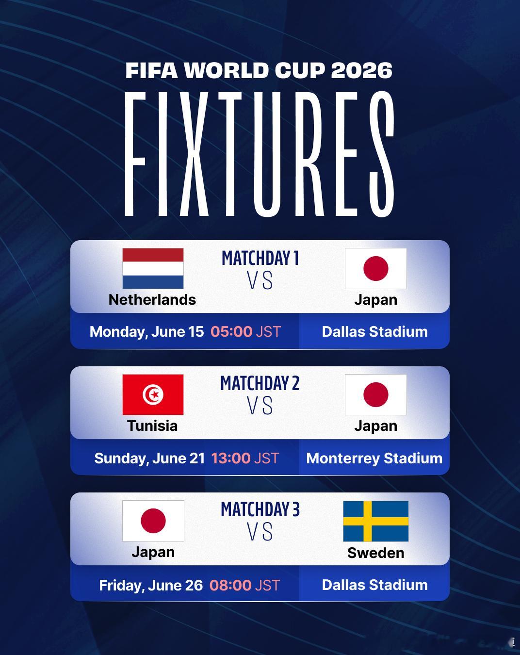 就在明天，日本国家队将迎来FIFA世界杯的首场比赛！🔥让我们再次来确认一下日本
