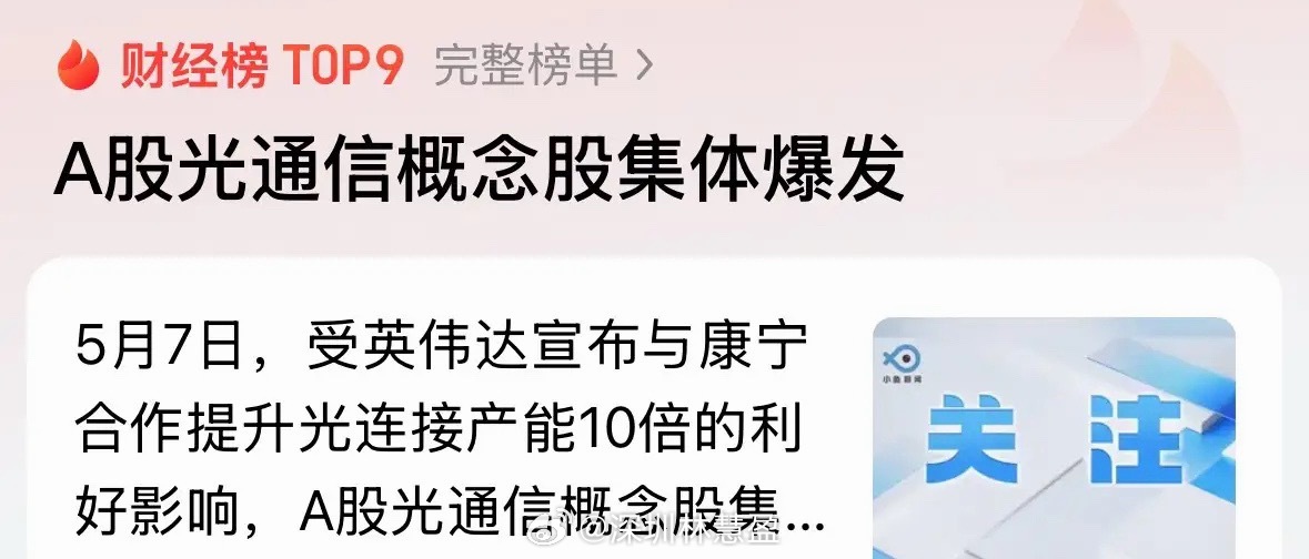 A股光通信今天大涨，明天走势如何：5月7日收评，还是要站在光里！英伟达最晚大涨，