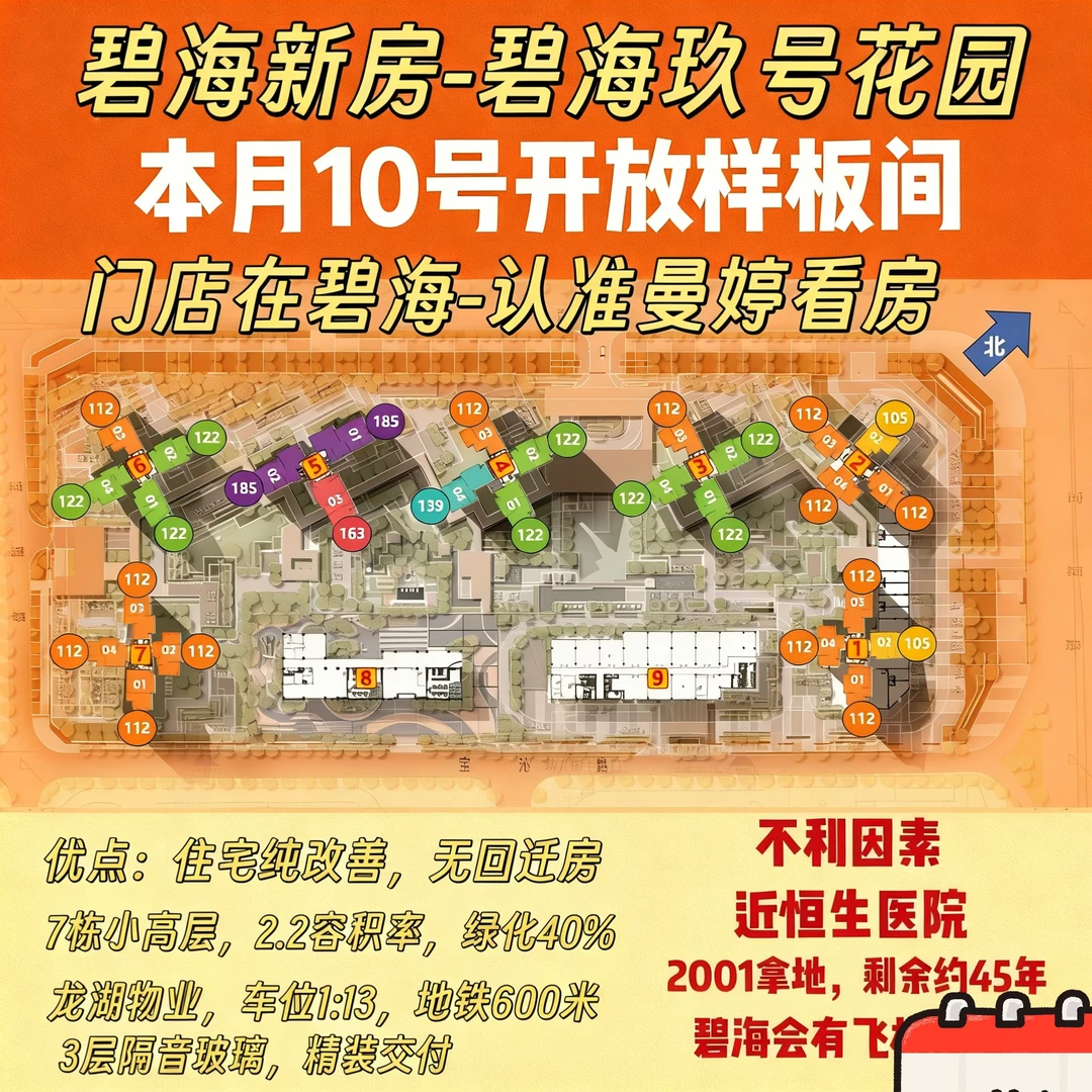 碧海玖号本月10号开放样板间‼️碧海新房