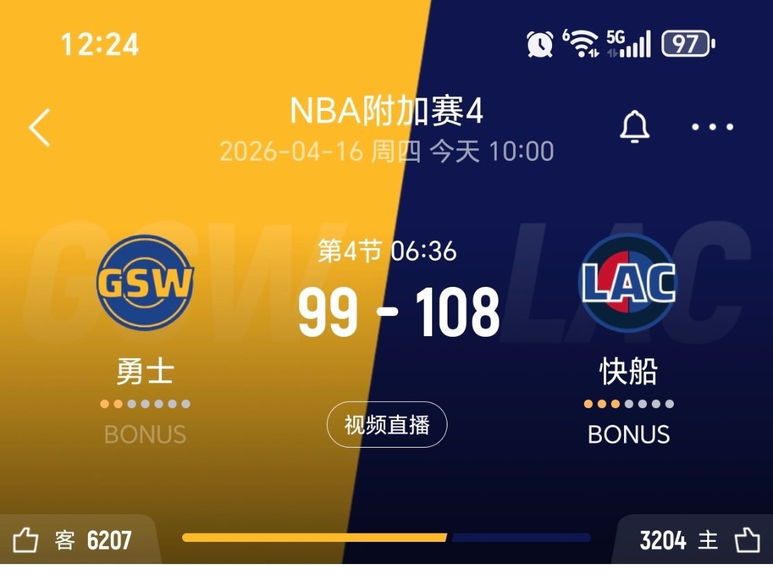 加兰连续得分！分差重新拉到9分！勇士vs快船nba附加赛