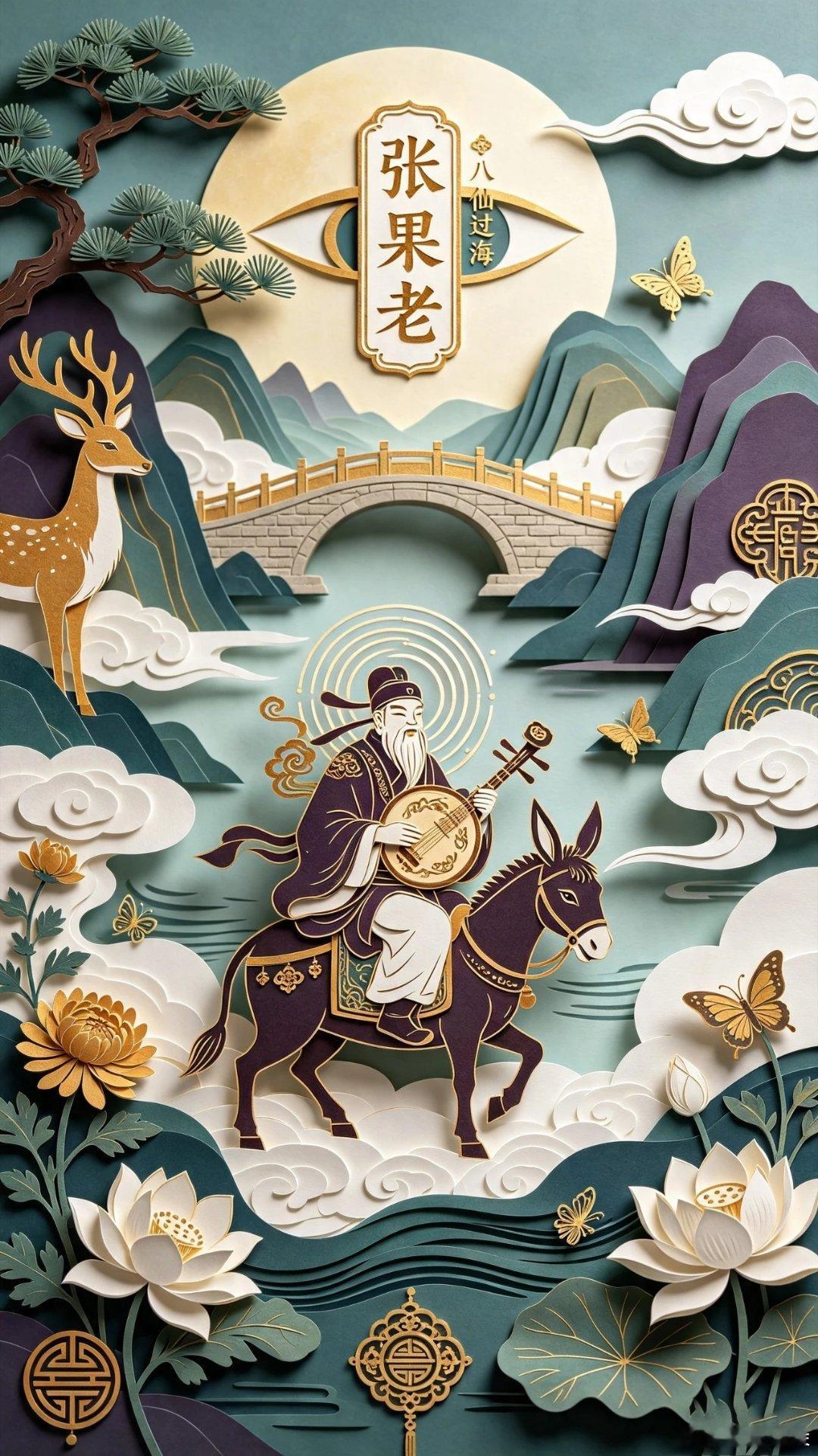 中国立体剪纸艺术之美壁纸｜八仙过海各显神通... 