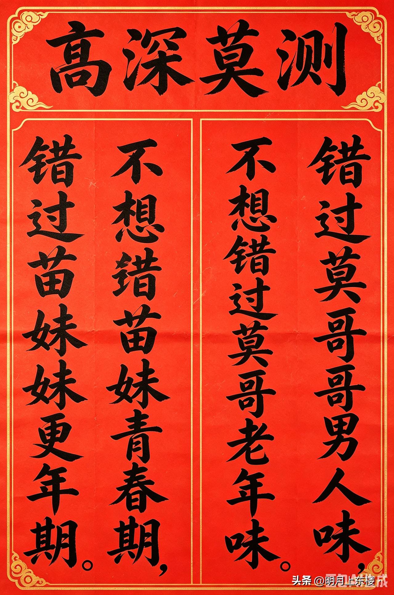 写了一副对联，挺喜庆，尤其是横批。就是不知道贴到哪里合适，也不知道人家喜欢不喜欢