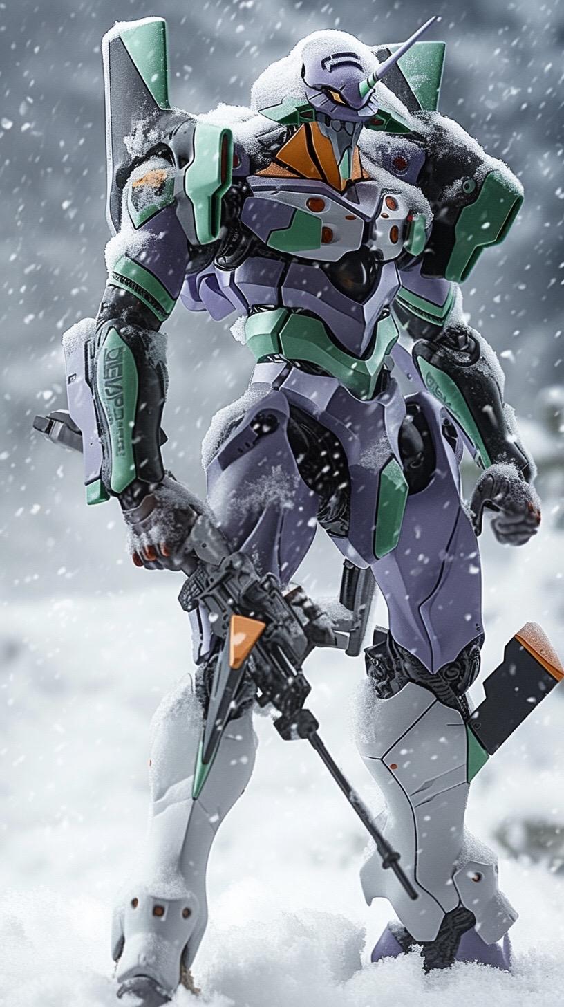 雪地版初号机，战斗力会不会更猛？#机甲 #eva #初号机 #aigc #人人都