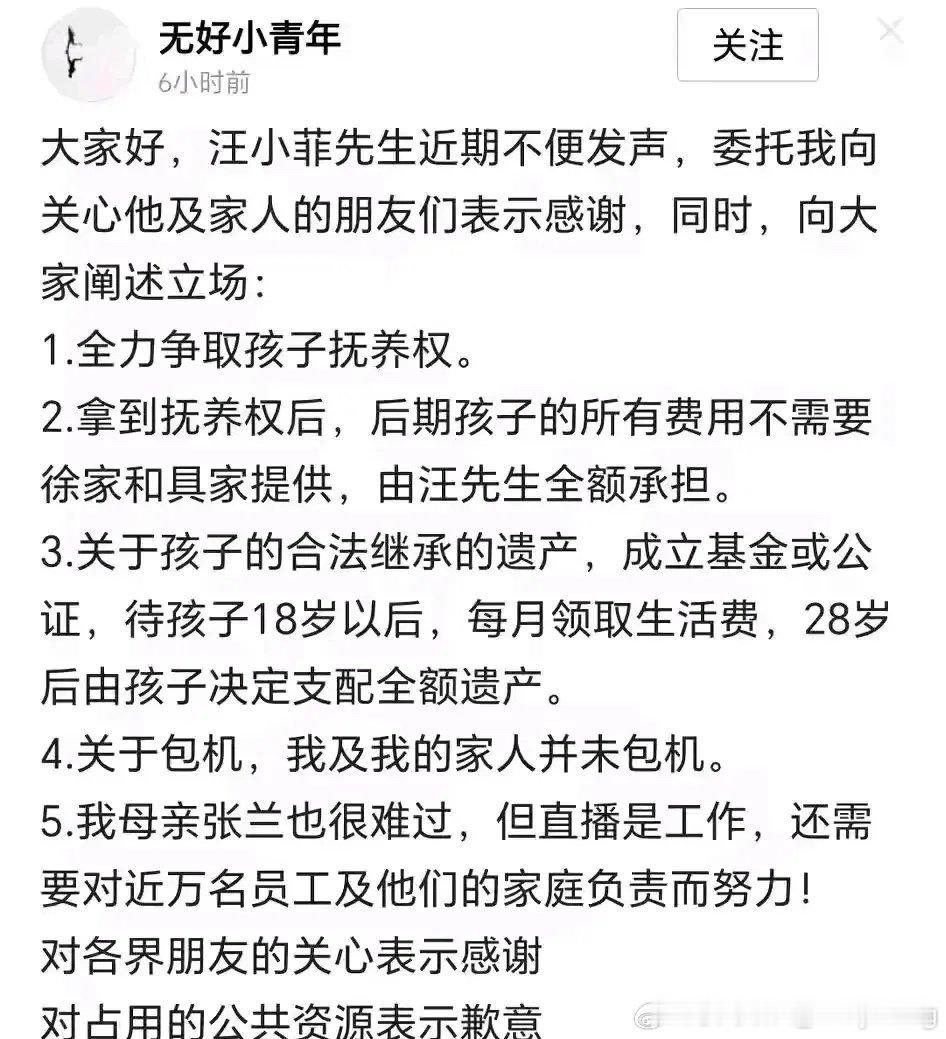 汪小菲的委托人公开发声了，透露了汪小菲目前的想法以及接下来的规划。看得出来，在汪