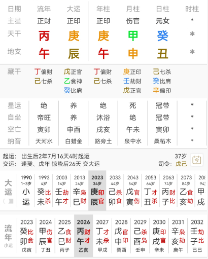 吴谨言，庚午 甲申 癸丑。癸水日主生于申月，年上庚金透出，正印当令，月上甲木伤官