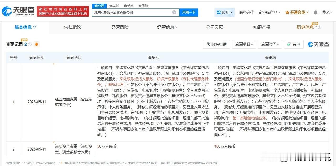 【李小冉签约MCN增资100% 李小冉近30日涨粉超17万 】
天眼查App显示