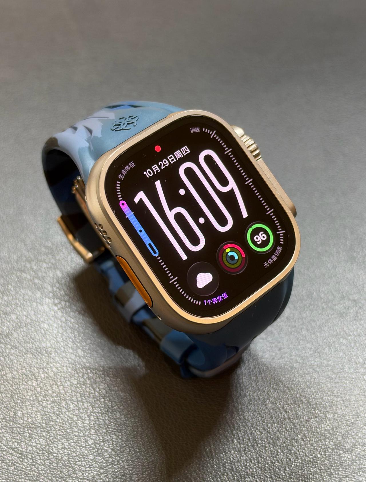 给Apple Watch Ultra换一个迷彩表带⌚️🔵⚫️
平常一直带官方的