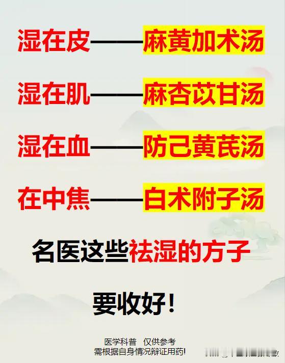 湿在皮、在肌、在血，在中焦，名医这些祛湿的方子要收好

最近夏季南方雨水多，很容