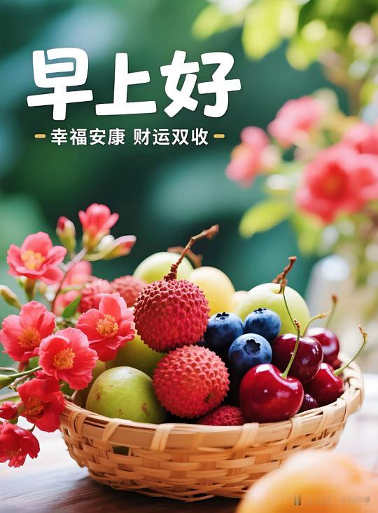 早安好心情，幸福安康，财运双收！🍎🍒🍇🍒