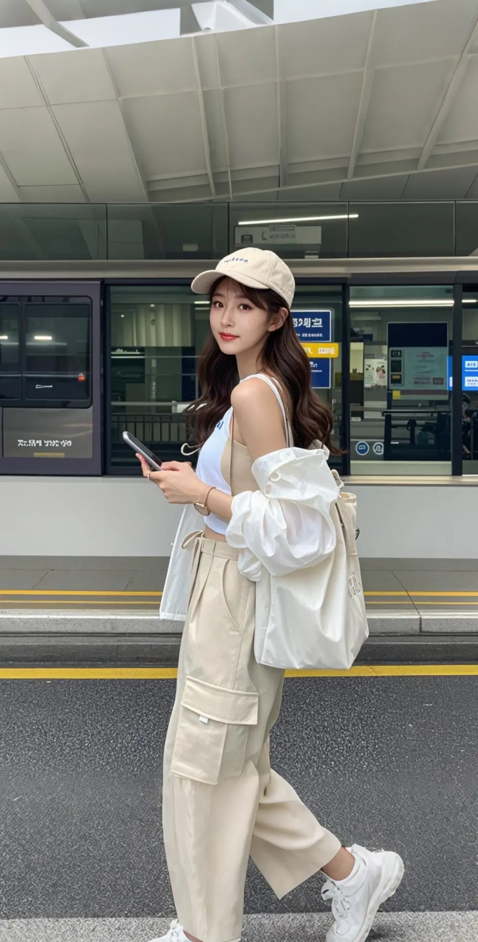 AI扩图 AI地铁白韵少女