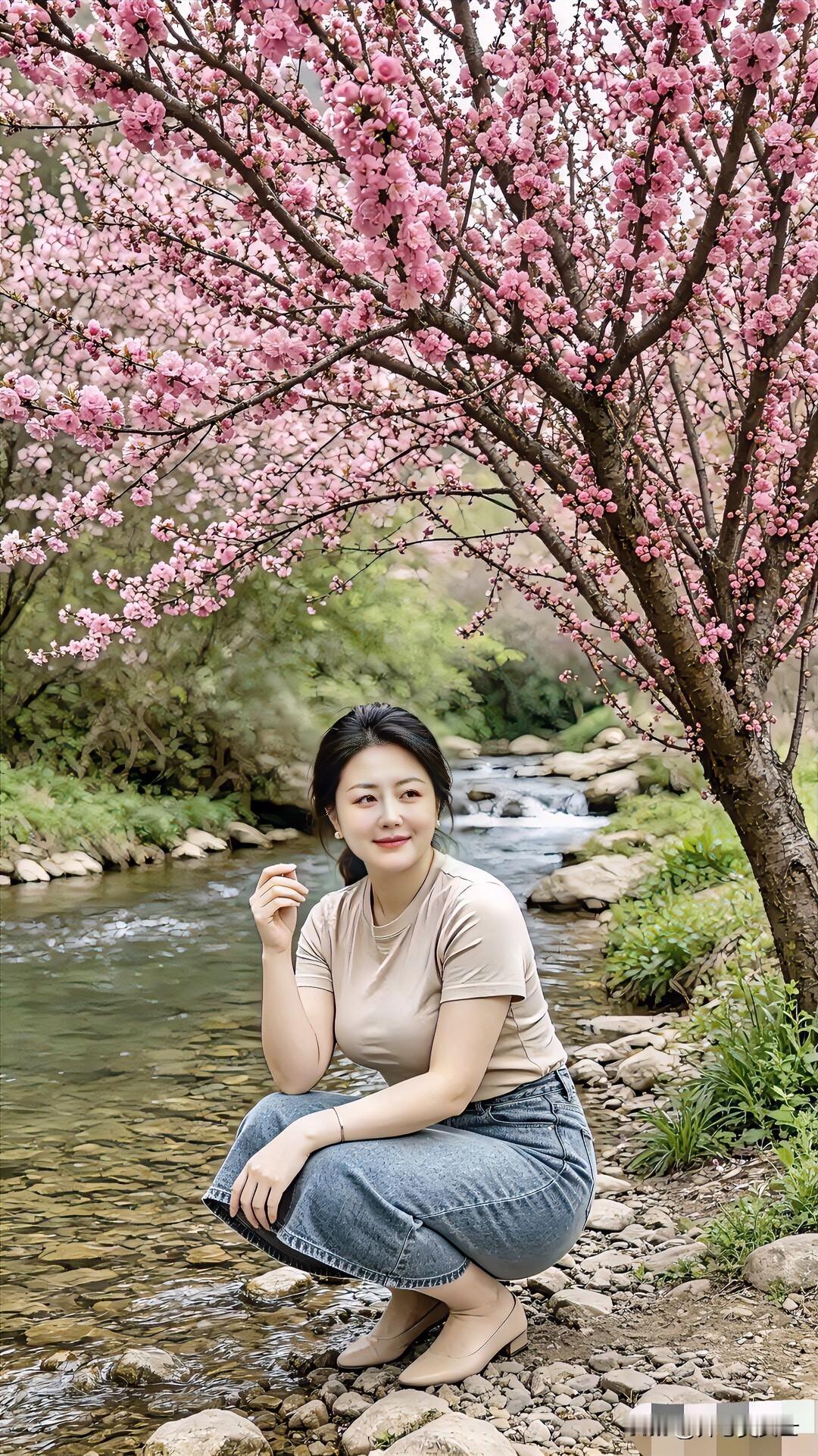 一枕诗书·溪涧赏桃林
文·开心吴

暖日和风意不休，枝红雪白映溪流
香牵蝶翼穿千