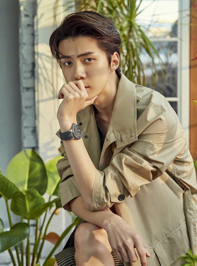 吴世勋挡脸自拍吴世勋的挡脸自拍永远拿捏氛围感，半遮的轮廓藏不住优越骨相，随性又慵