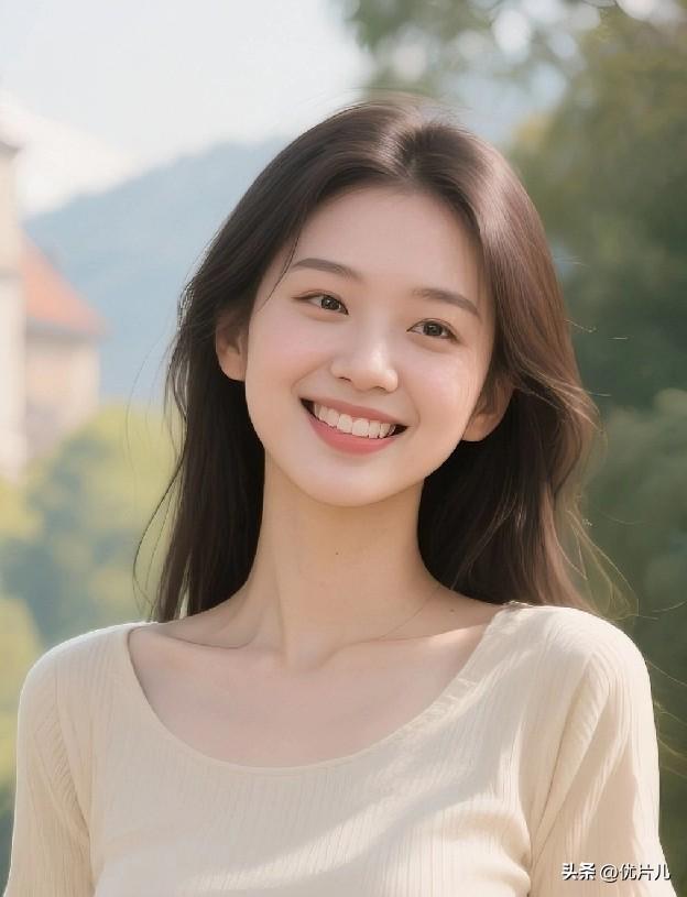 漫步在田园的微风里，笑意比阳光更温柔。
这样一身简约的浅色穿搭，在自然的绿意中，