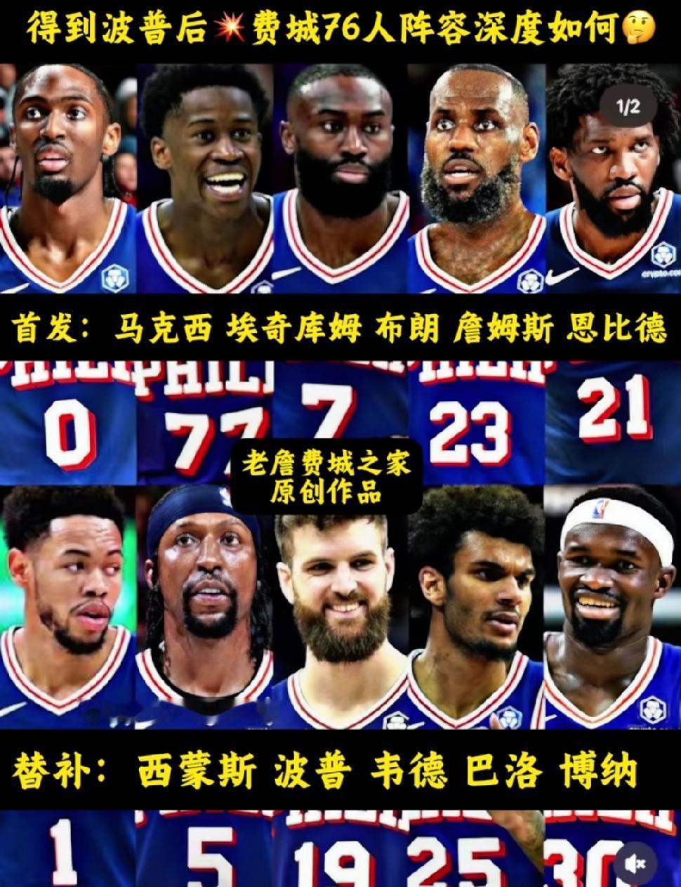 费城76人这阵容堪称炸裂！2026年7月24日，41岁的詹姆斯以2年800万底薪