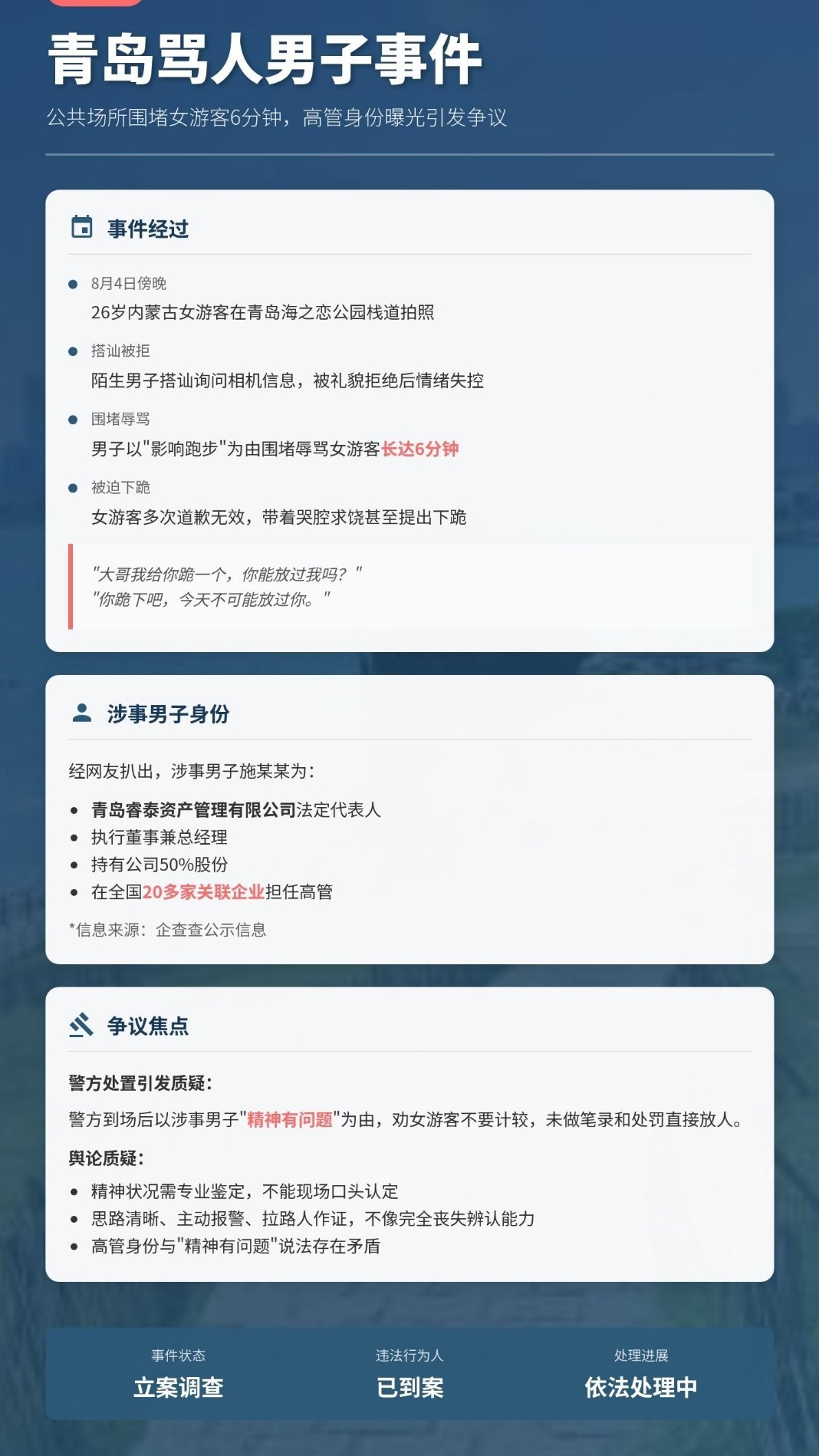 青岛骂人男子 企业高管一个女孩出来旅游，拒绝搭讪就要被当众羞辱？青岛这骂人男的真