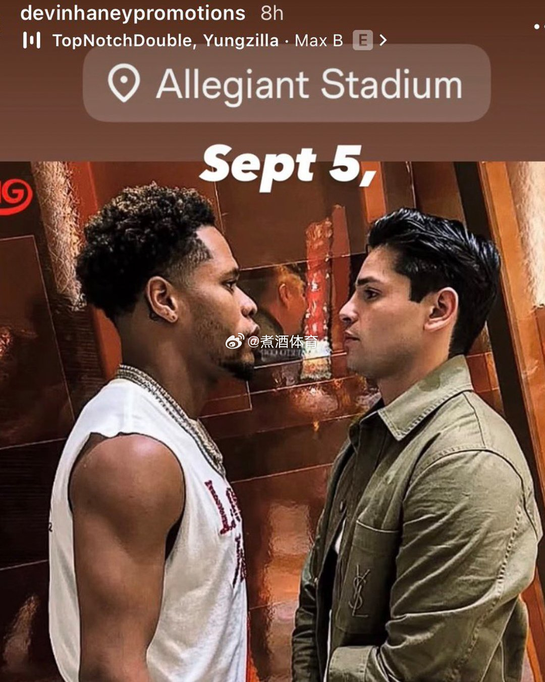 拳坛速递 二番战？德文-哈尼（Devin Haney）更新了社交媒体，发了一张与