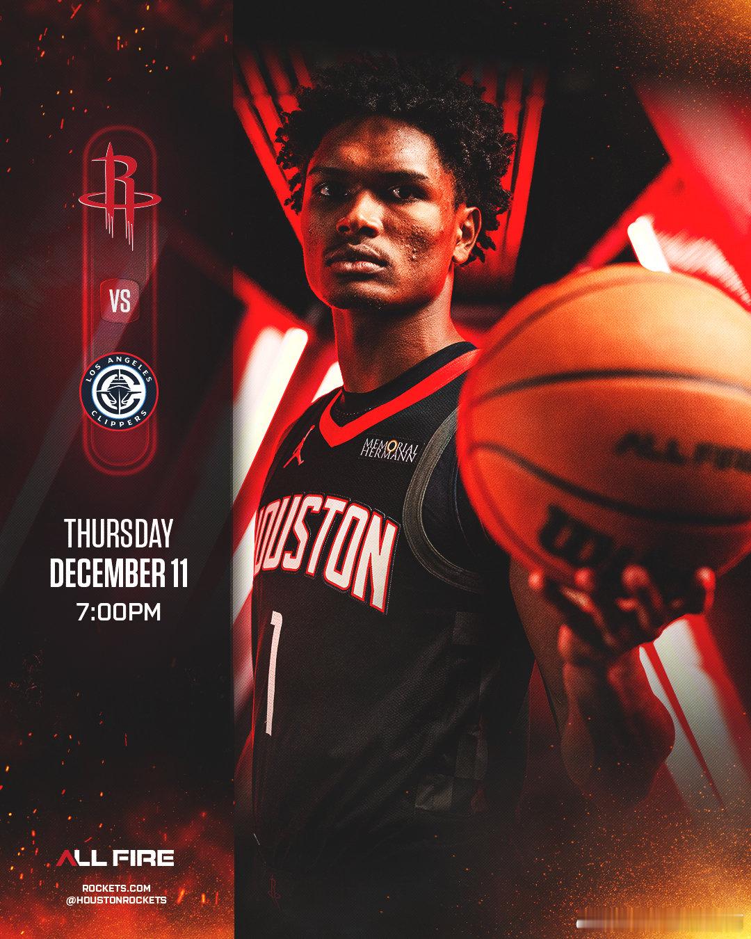 ⏰北京时间明早9点我火主场迎战快船🏀大家伙儿早点休息 明天见🚀！  cr：休