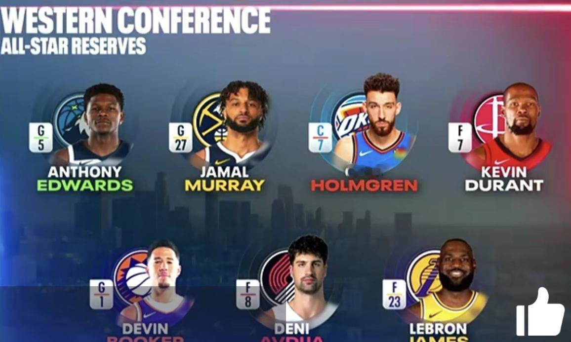 全明星完整阵容出炉，最大争议是哈登该榜上有名，他值得一个替补名额，他与小卡率领快