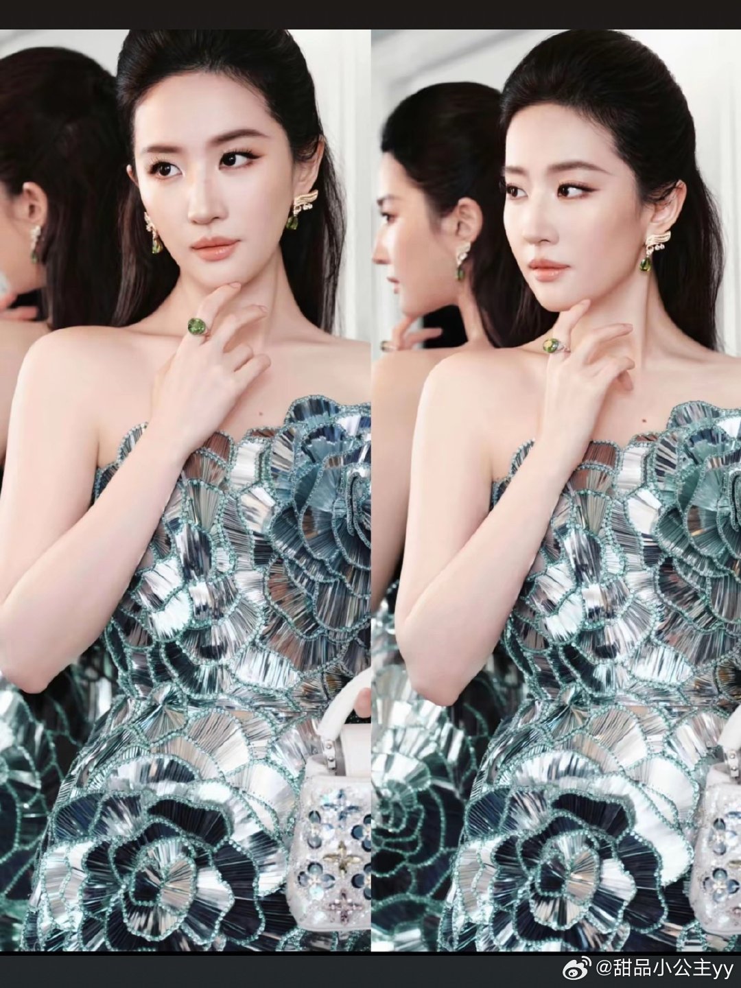 被刘亦菲美到失语了2026年6月17日W电影之夜，刘亦菲以“冰晶玫瑰”造型压轴亮