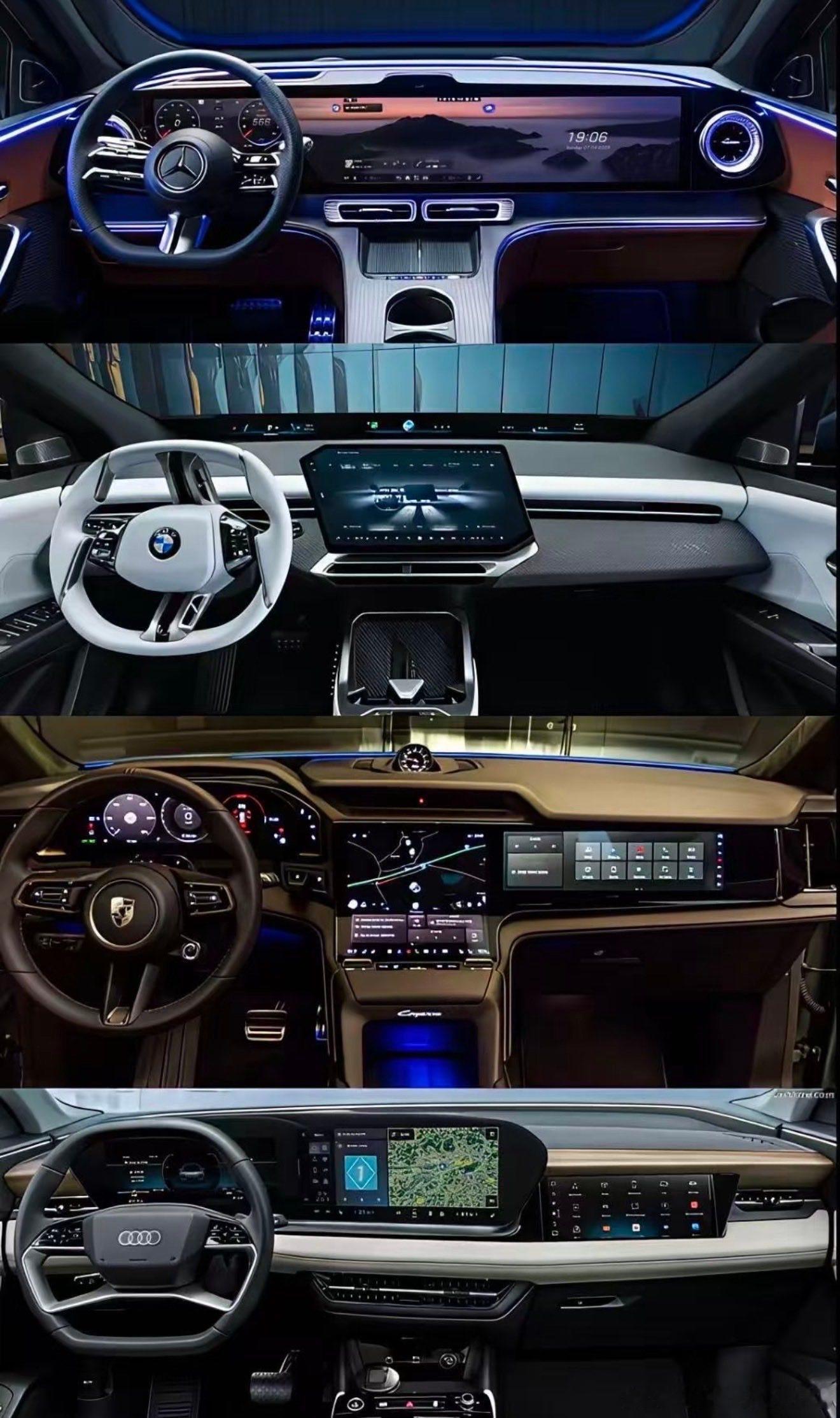新一代BBA电动车型的内饰～你喜欢____？大v聊车 ​​​