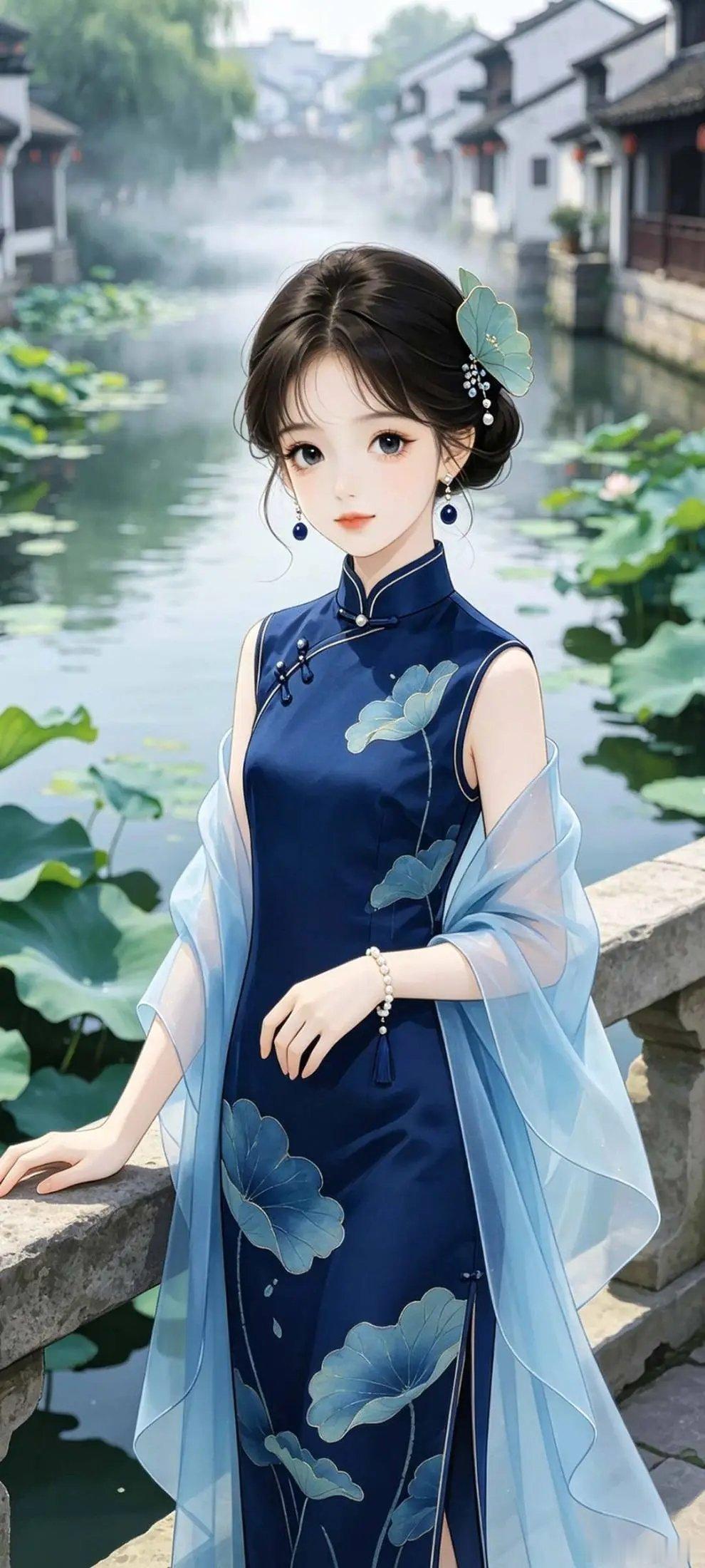 新中式旗袍美人国风壁纸 