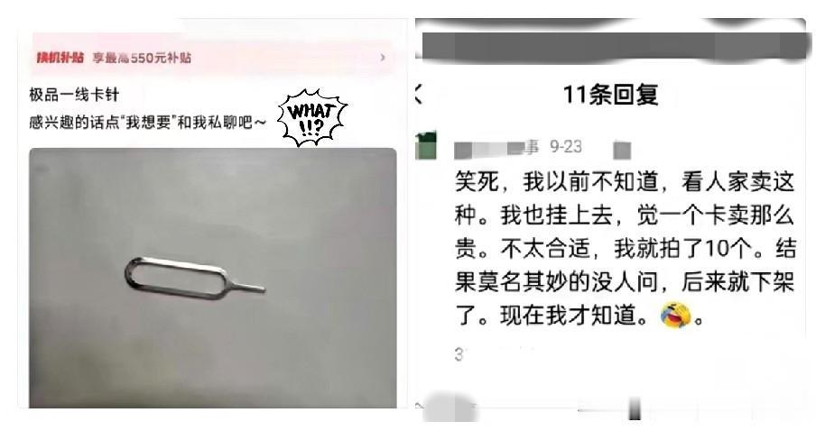 太搞笑了！
刚刚刷到一位网友说：他在闲鱼上看到买这个卡针的卖这么贵，于是他就故意