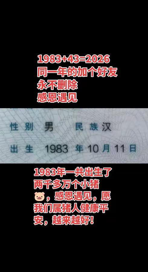 1983年出生了两千多万个小猪🐷，感恩遇见，愿我们属猪人健康平安，越来越好…