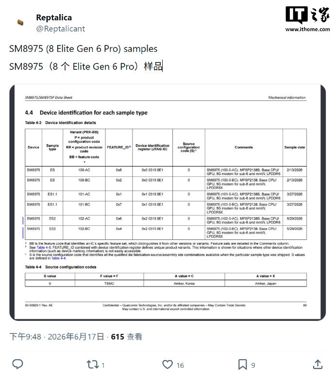 【安卓最强2nm芯片：高通测试 6 款骁龙 8 Elite Gen 6 Pro 