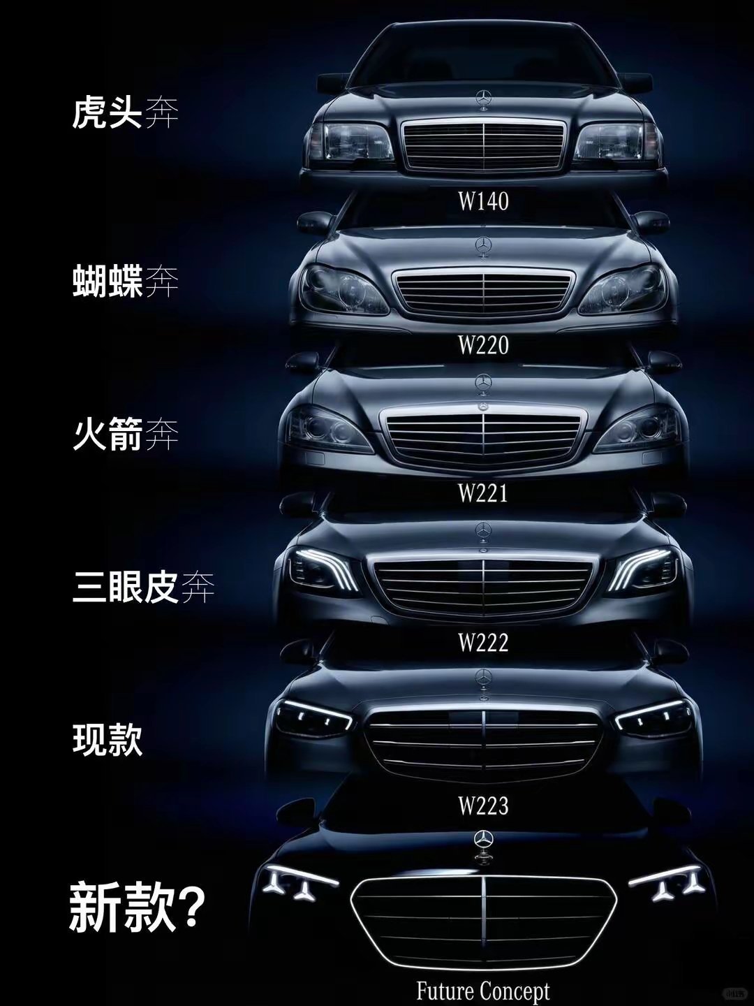 全新奔驰S，豹力还在，虎王气派所剩无几了。百家车坛