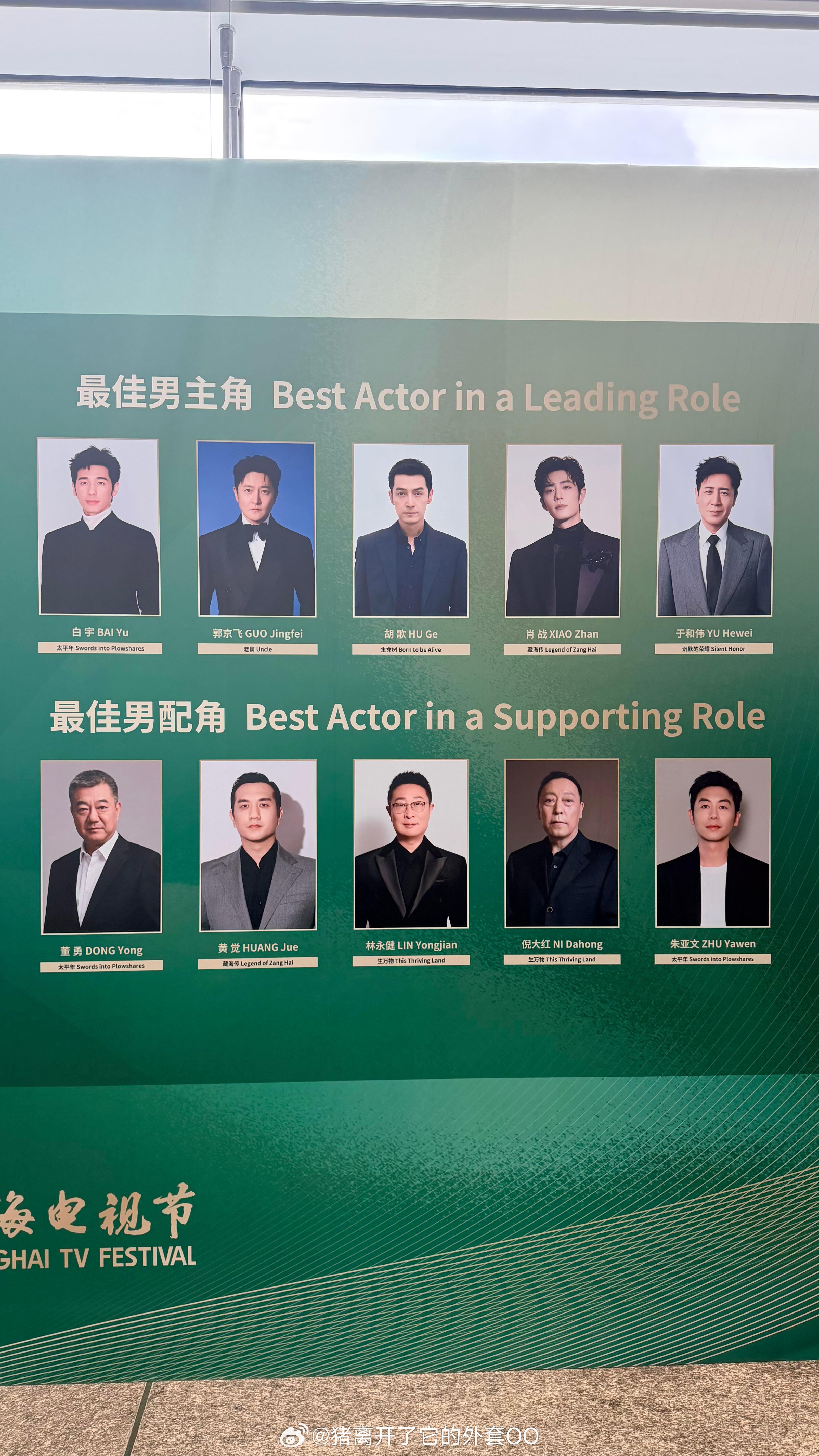 白玉兰奖演员公式照：入围最佳女演员：任素汐、孙俪、吴越、杨幂、杨紫入围最佳男演员
