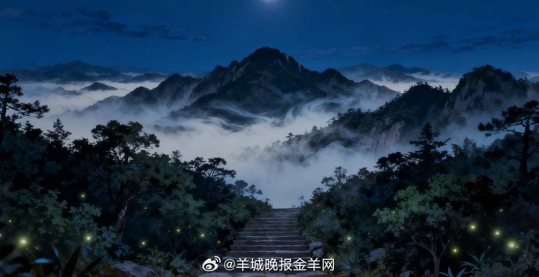 #晚安[超话]# 风卷着最后一丝热闹散进山谷，山间只剩虫鸣轻响。月光把山峦描成淡