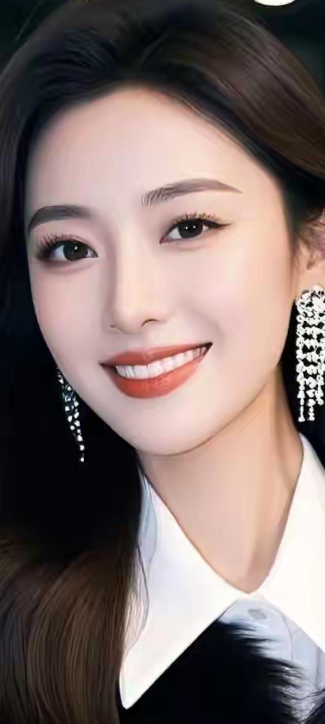 优雅气质，微笑动人，时尚耳环点缀，完美妆容，女神范儿十足！💄✨👗