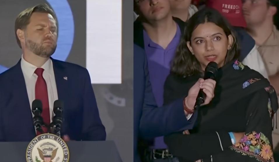 副总统很显然对小姑娘的言论有些不满。

近日，听到副总统要减少美国合法移民的言论