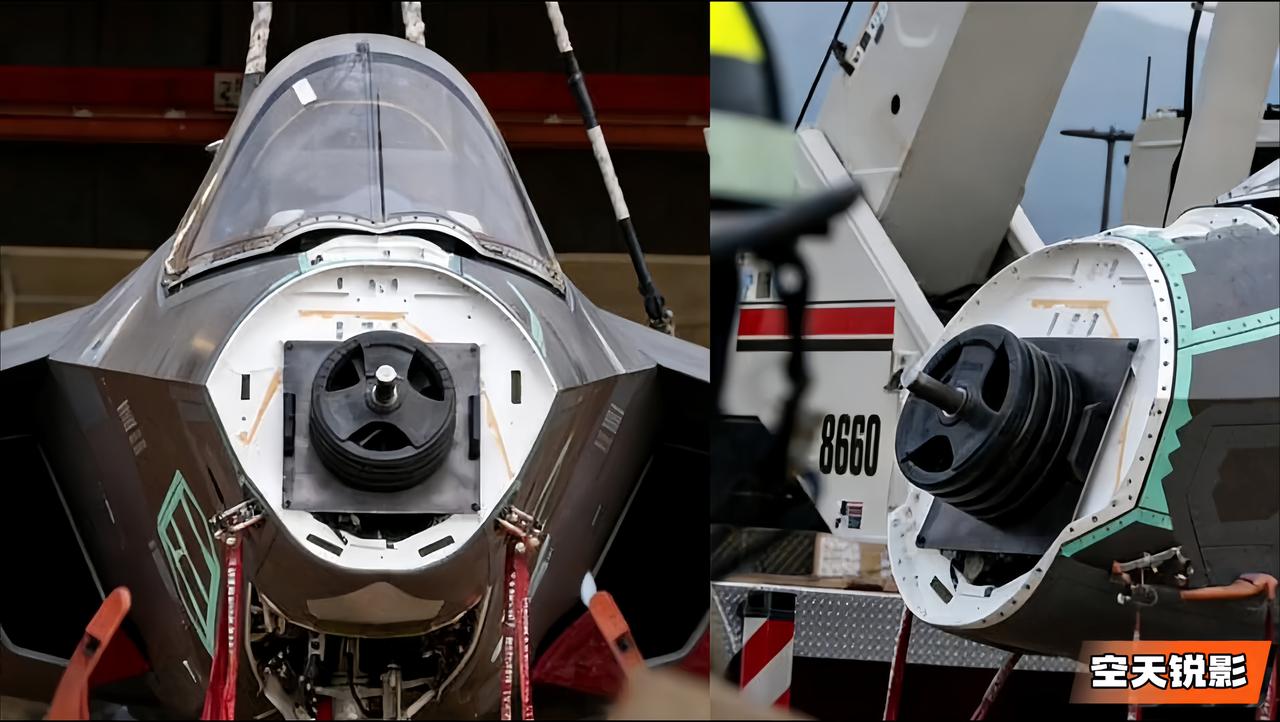 机头安装杠铃片，F35开启健身模式。

事情是这样的。

美国升级版的F-35准