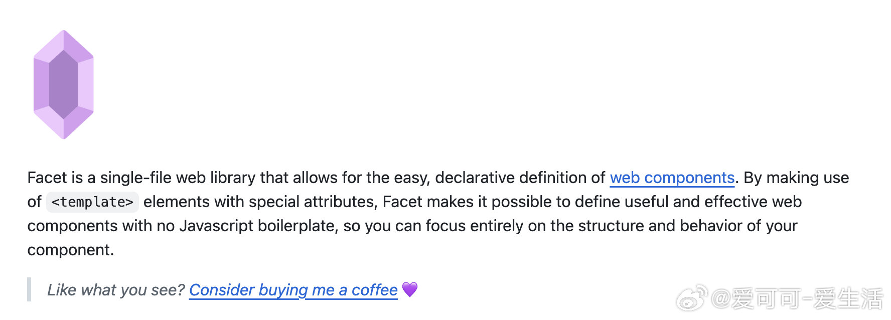 Facet：单文件声明式 Web Components 库，极简但功能强大，专注