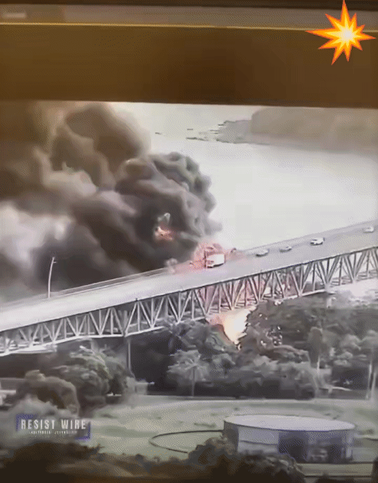 巴拿马运河太平洋入海口的美洲大桥下，一场油罐车连环爆炸引起震惊。一辆私营油罐车在