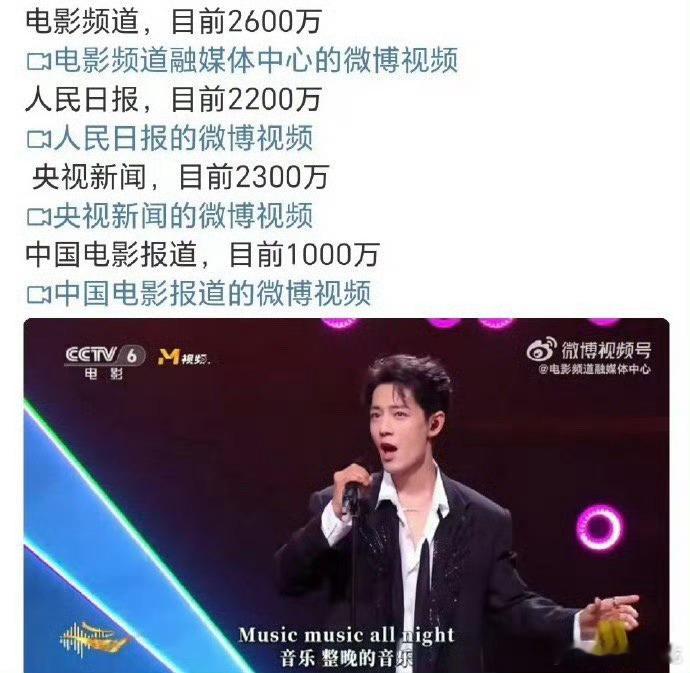 肖战湾区升明月表演舞台《整晚的音乐》好几个2000万+播放量视频，这个数据还在极